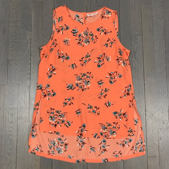 Philosophy Tops - philosophy Orange Floral Print Sleeveless Blouse